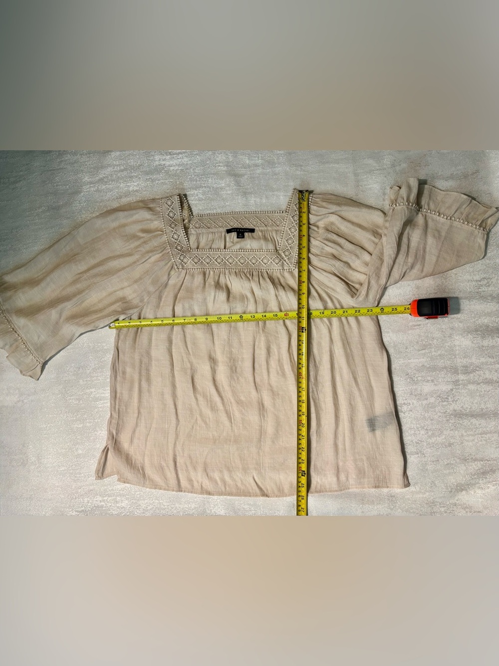 Zac & Rachel Soft Cream Lace-Trim Square Neck w/ Crochet Blouse Size XL - Picture 7 of 10